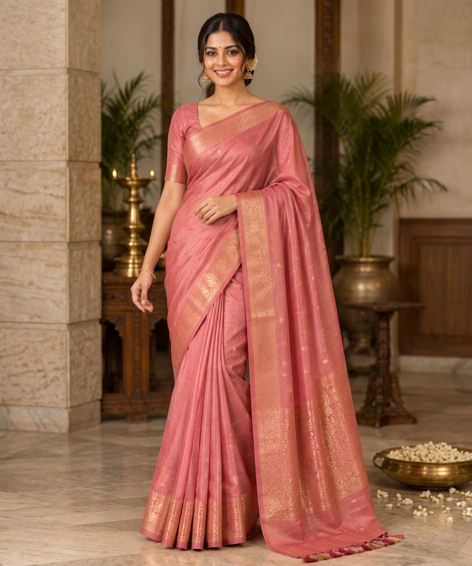 Pink soft silk saree