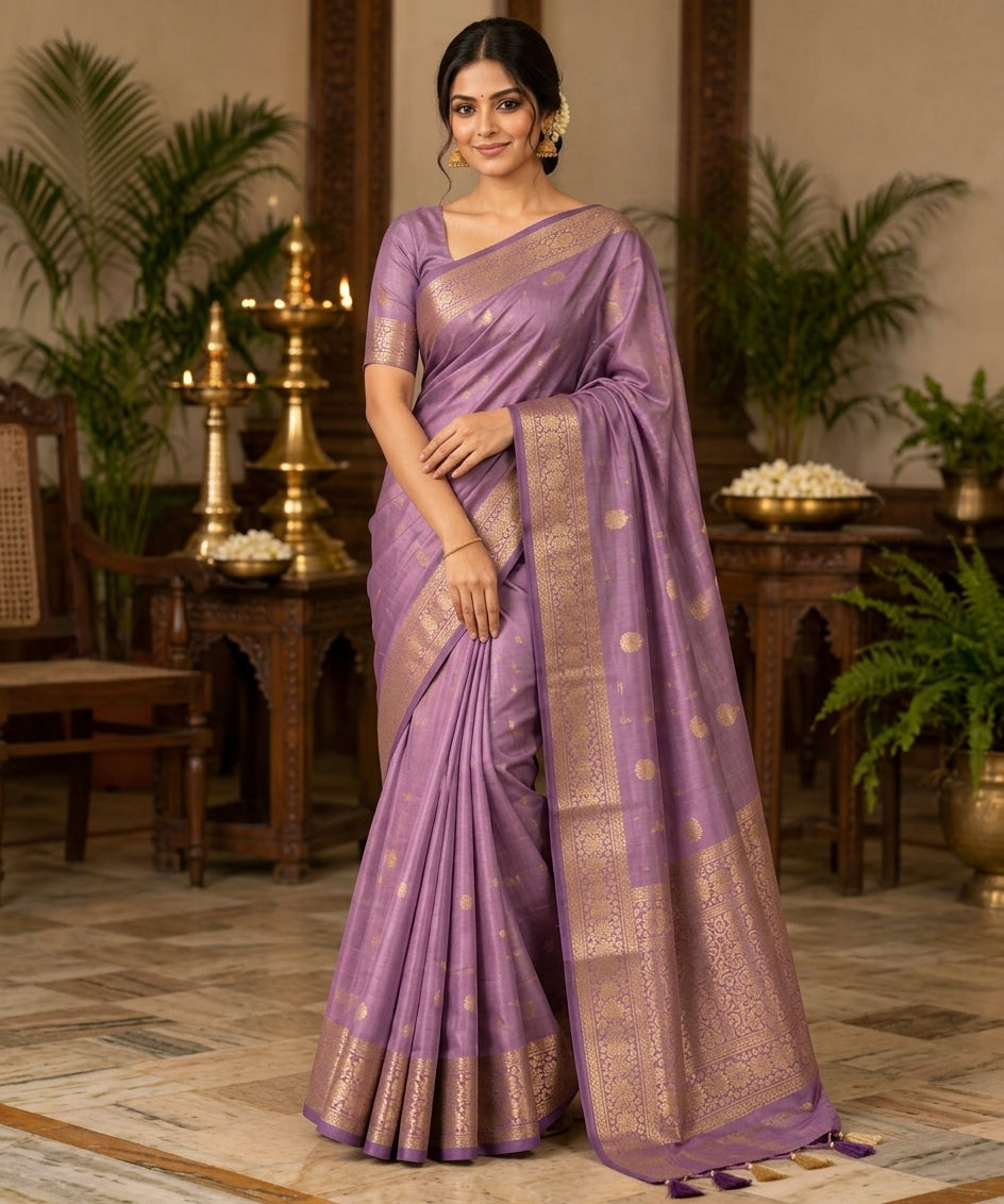 Purple soft silk saree