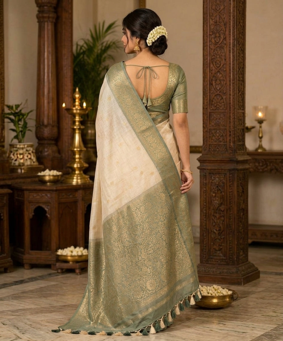 White soft silk saree