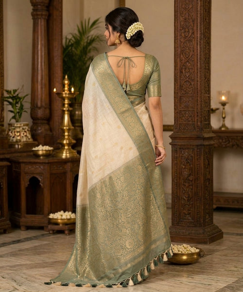 White soft silk saree