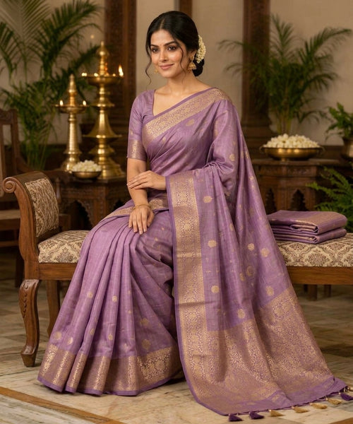 Purple soft silk saree