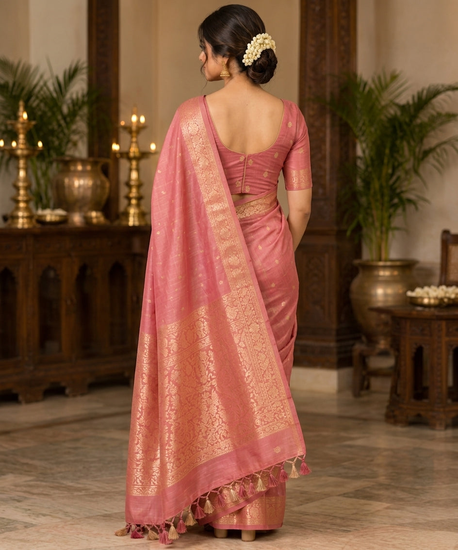 Pink soft silk saree
