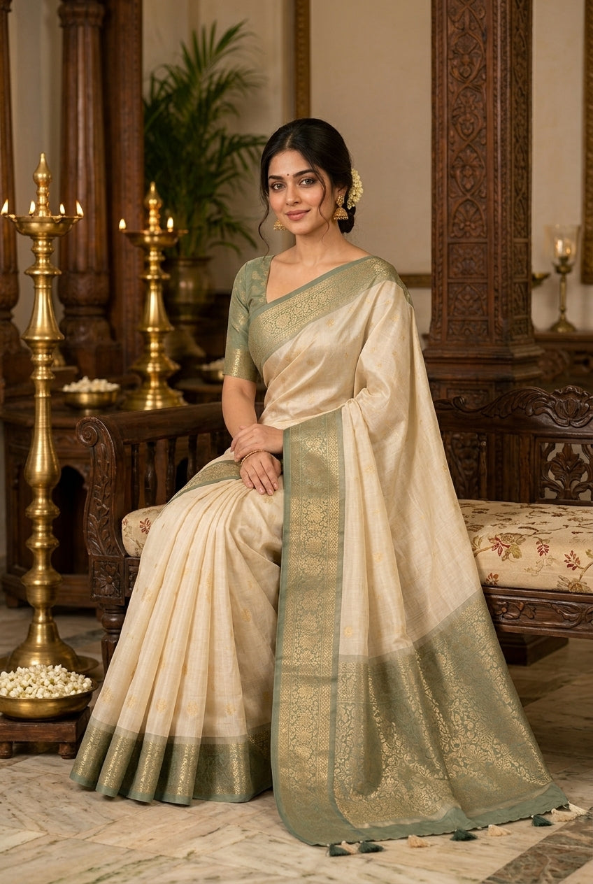 White soft silk saree