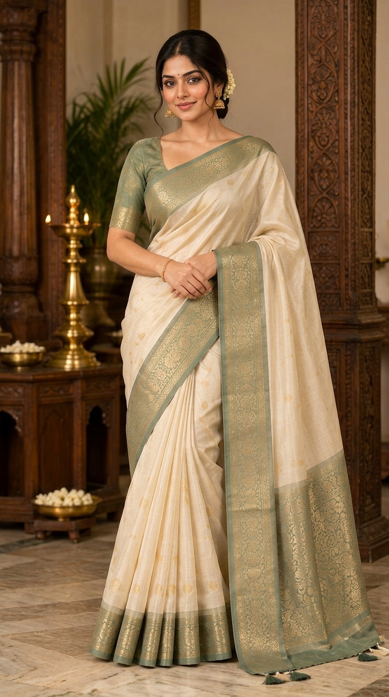 White soft silk saree